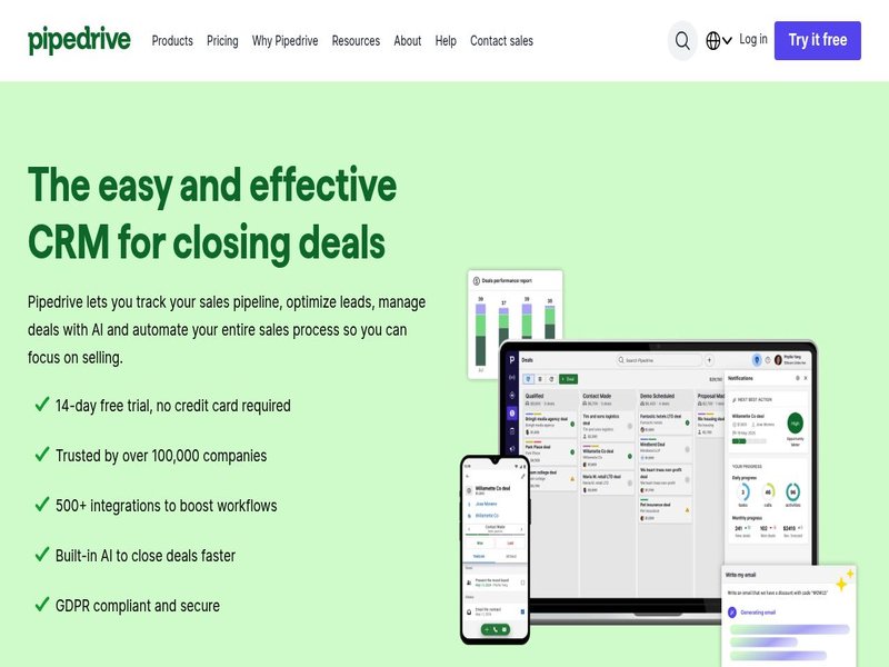 Pipedrive Enterprise website